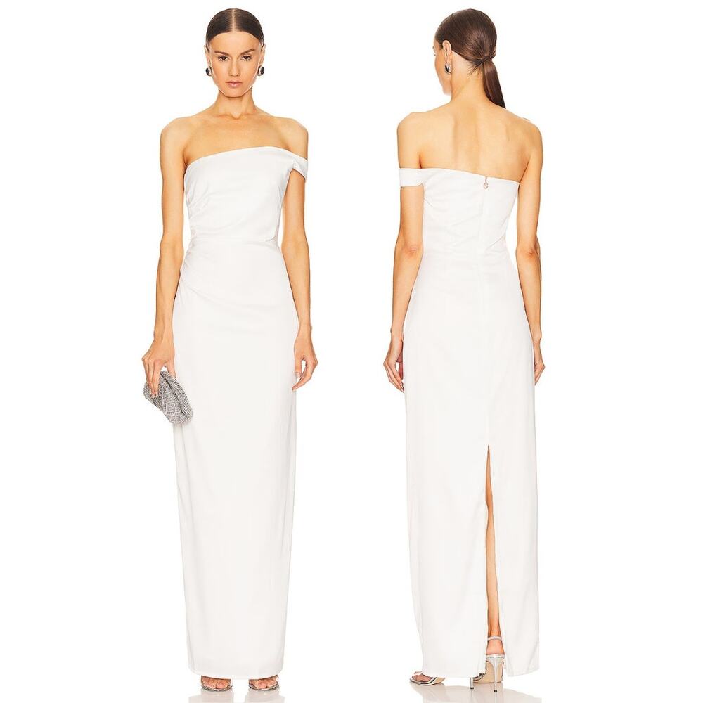 Nookie Pallisade Off The Shoulder Gown Ruched Formal Bridal Wedding Gala Size S